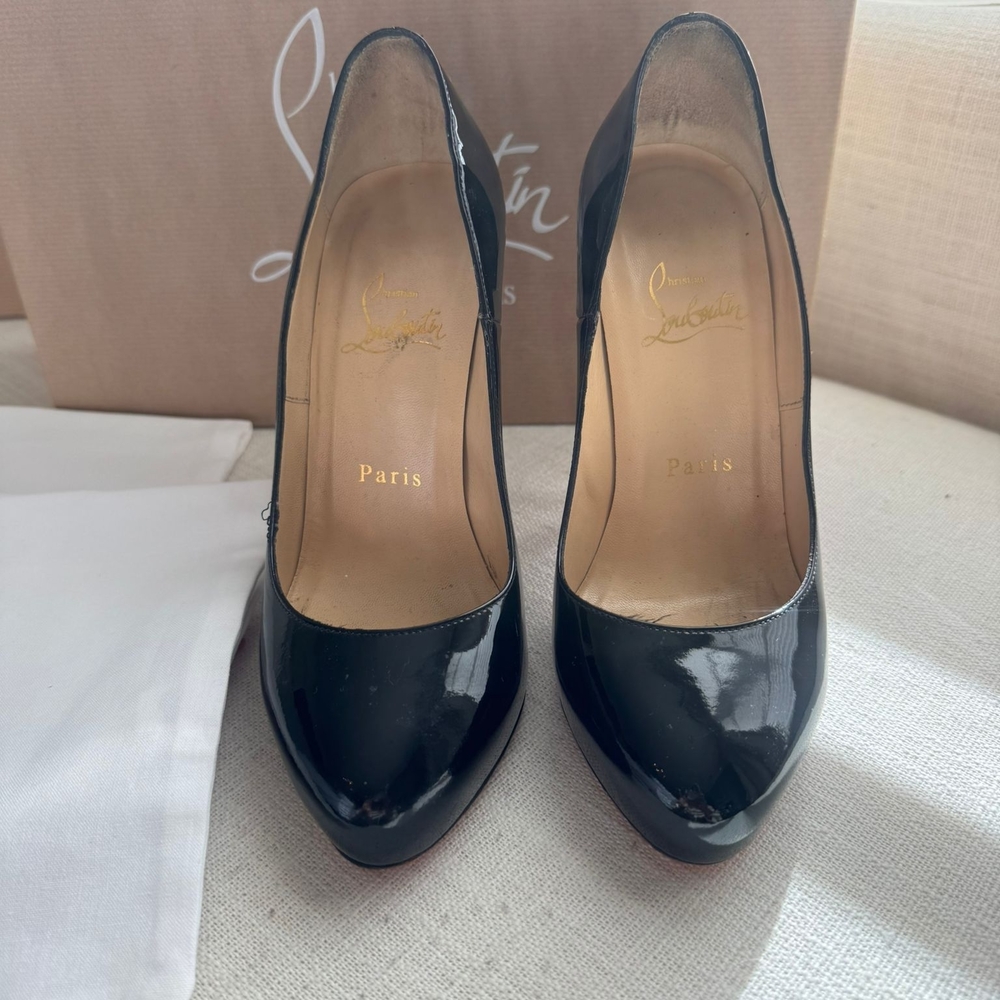 Christian Louboutin Black Patent Leather Pointed-Toe Pumps